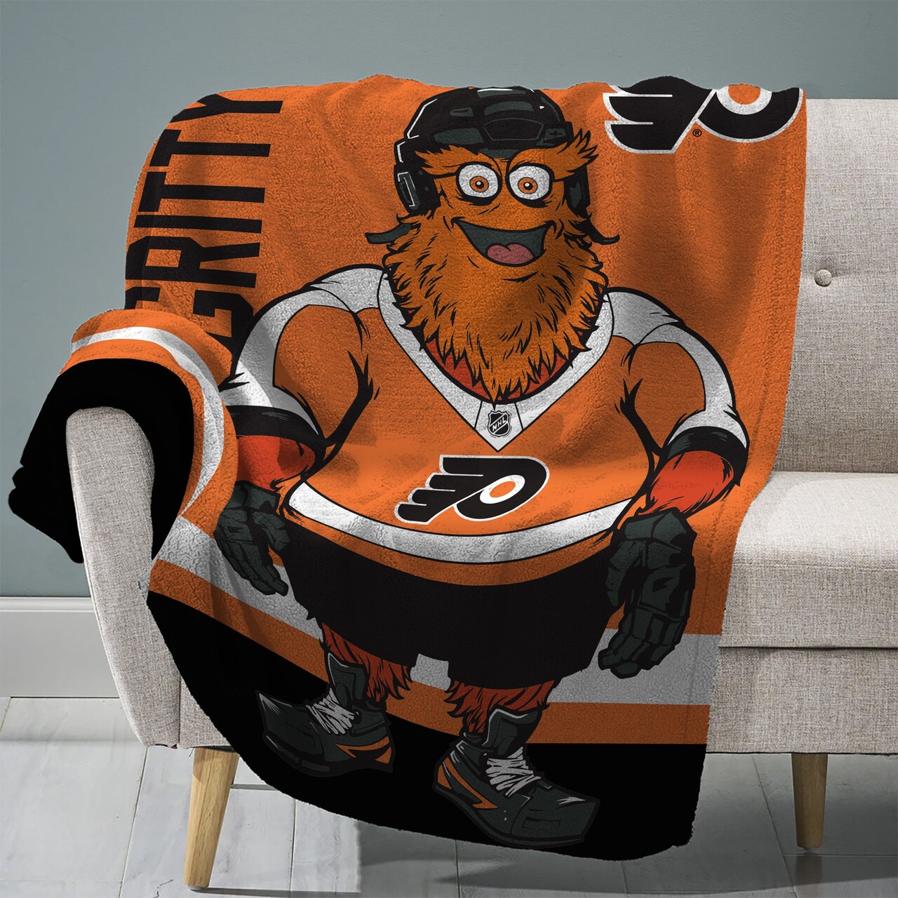 Sleep Squad Philadelphia Flyers Gritty Mascot 60” x 80” Raschel Plush Hockey Blanket